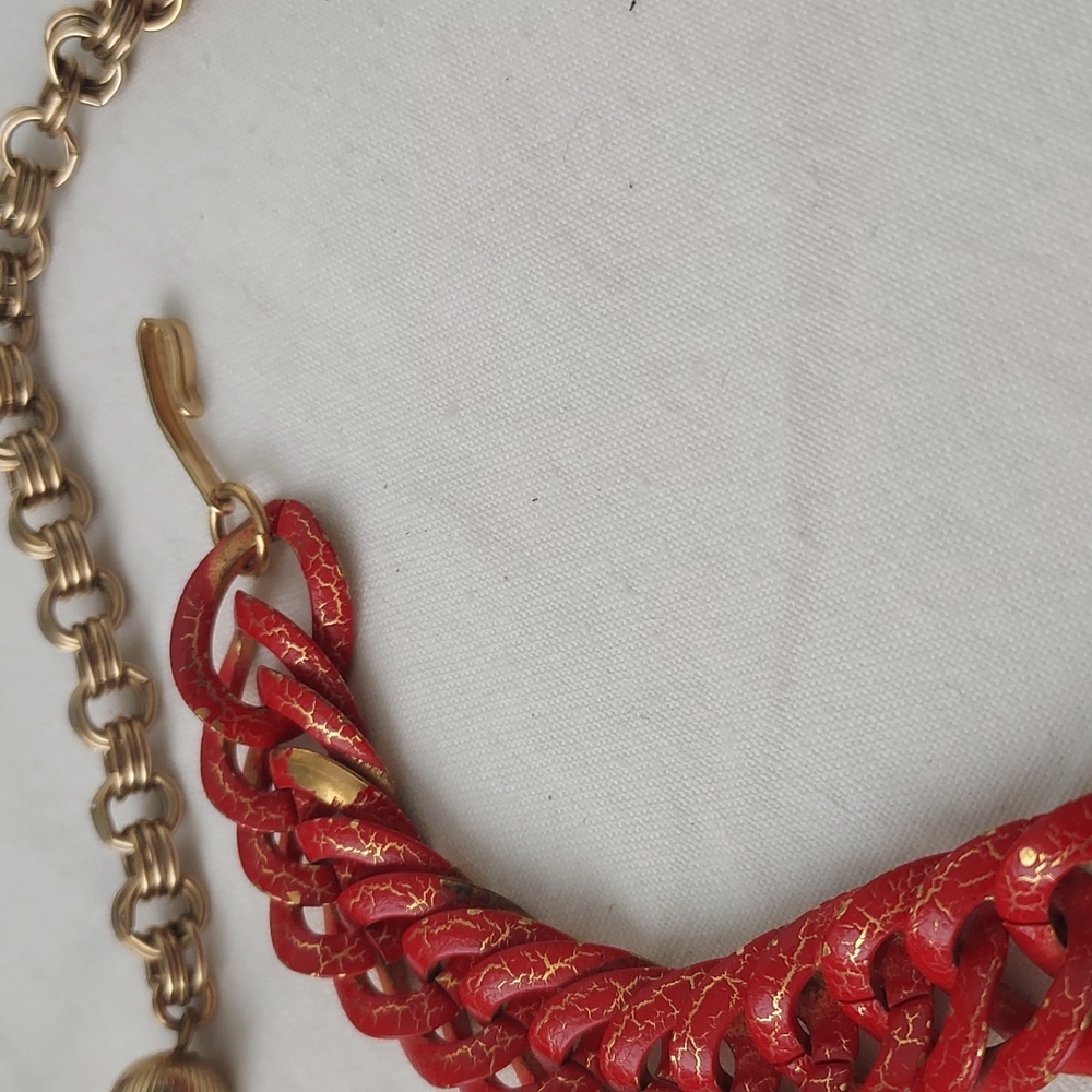 Chunky chain metal choker necklace red gold retro chain necklace unisex - Picture 15 of 16